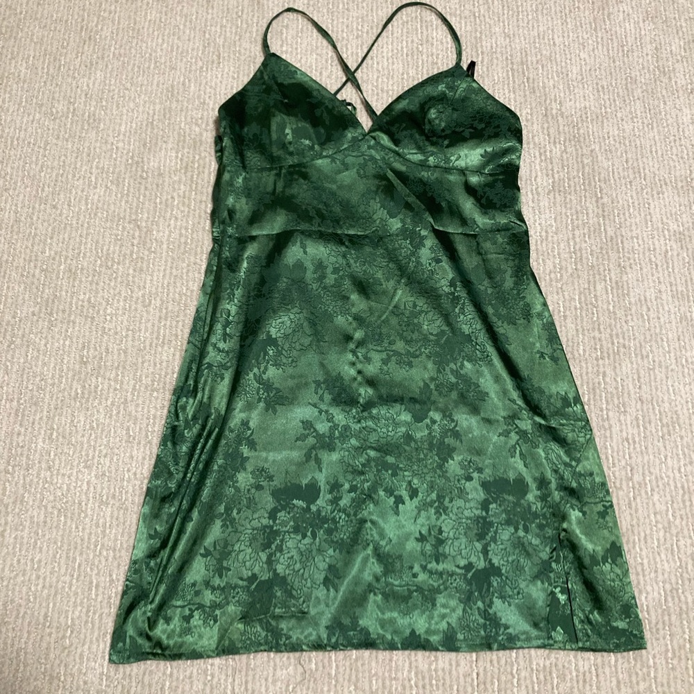 Green silk dress